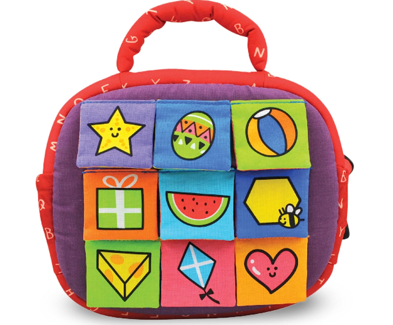 Melissa & Doug K's Kids Take-Along Shape Sorter Baby Toy With 2-Sided Activity Bag and 9 Textured Shape Blocks