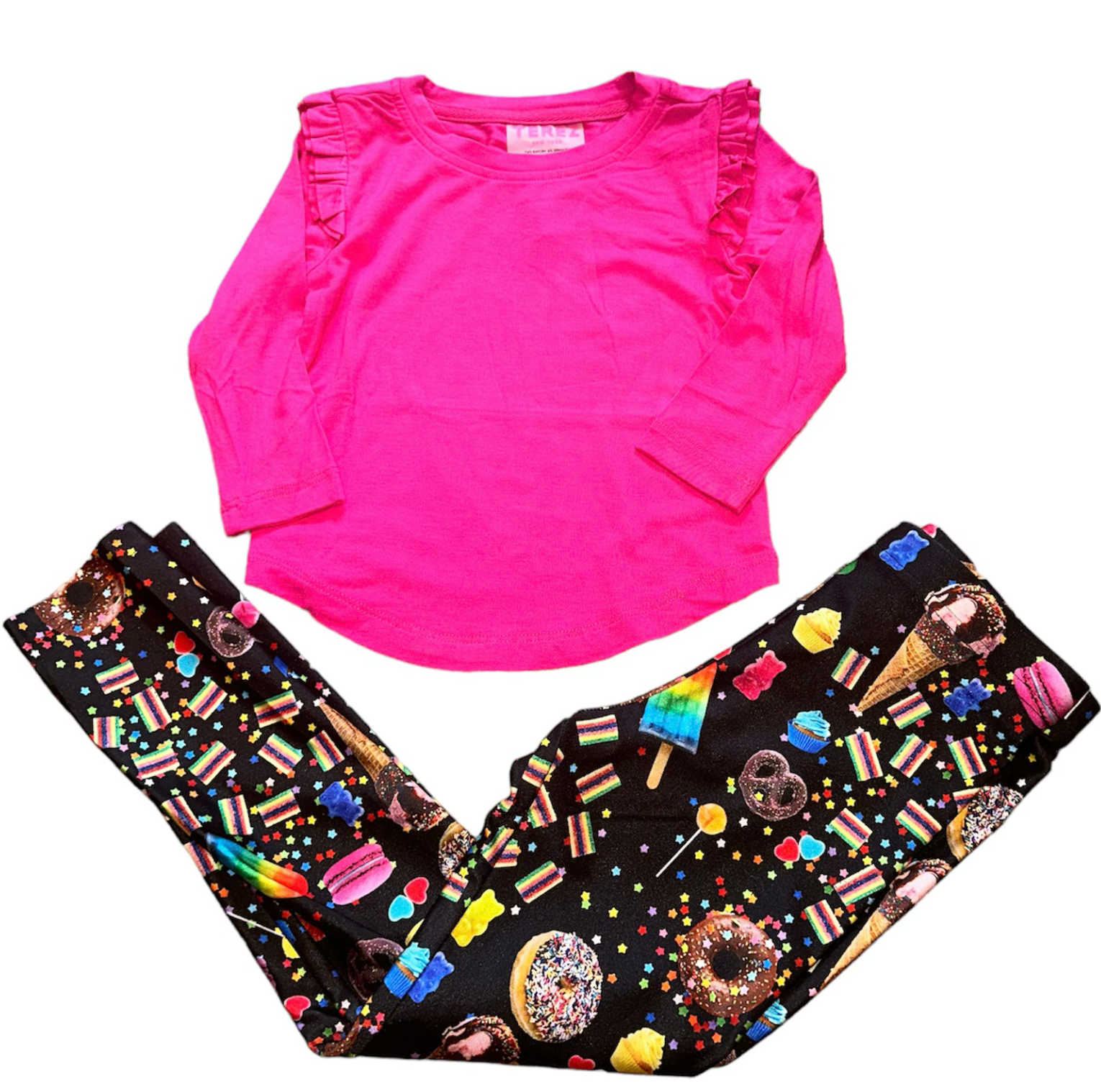 Girls Leggings in Black Candy Spill