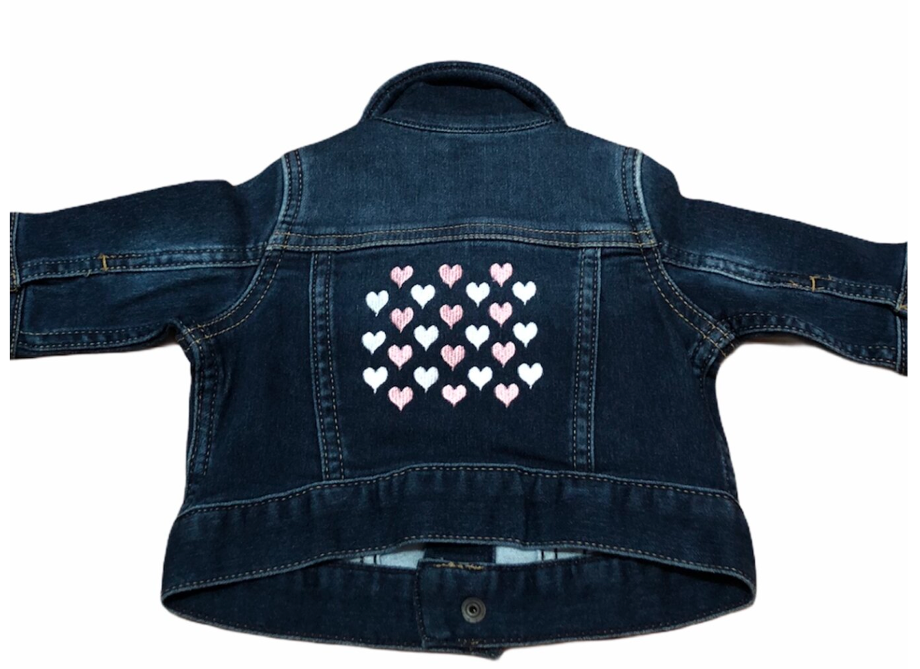 Pink and White Heart Denim Jacket